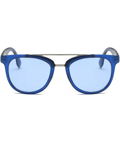 Round Retro Classic Brow-Bar Round Round Fashion Sunglasses for Men and Women - Blue - C418IS4DT86 $19.23