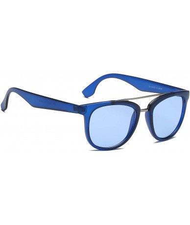 Round Retro Classic Brow-Bar Round Round Fashion Sunglasses for Men and Women - Blue - C418IS4DT86 $19.23