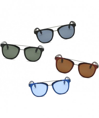 Round Retro Classic Brow-Bar Round Round Fashion Sunglasses for Men and Women - Blue - C418IS4DT86 $19.23