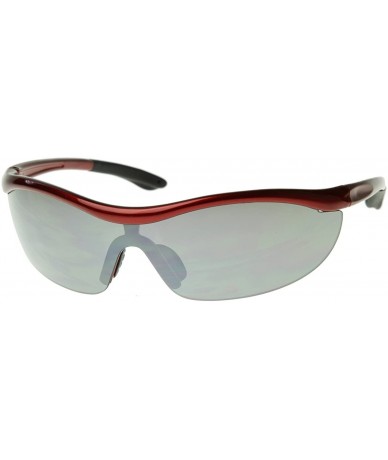 Sport Shatterproof Durable TR90 Half Jacket Shield Sports Sunglasses (Red Smoke) - CP116O2MBDT $26.19