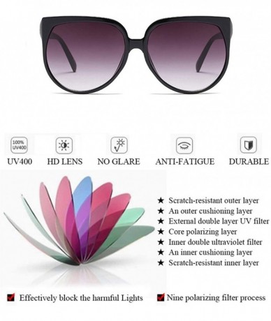 Oversized Women Retro Sunglasses Eyewear Vintage UV400 Gradient Shades Large Frame - CE18OWCA05Q $28.92