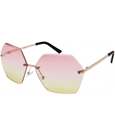 Oval Oversized Hexagon Shaped Sunglasses with Ocean Lens 3120-OCR - Gold - C5182HWYM6Z $19.11