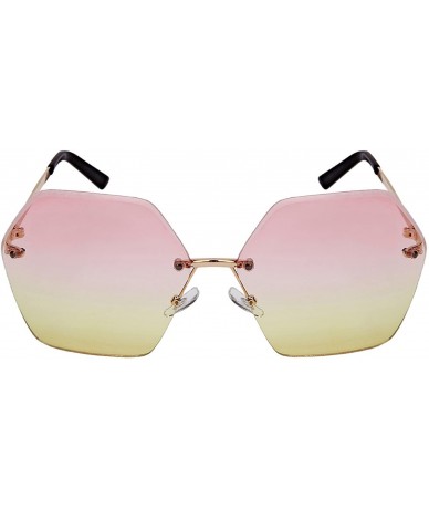 Oval Oversized Hexagon Shaped Sunglasses with Ocean Lens 3120-OCR - Gold - C5182HWYM6Z $19.11