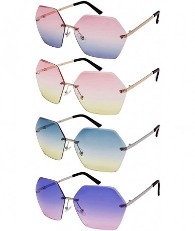 Oval Oversized Hexagon Shaped Sunglasses with Ocean Lens 3120-OCR - Gold - C5182HWYM6Z $19.11