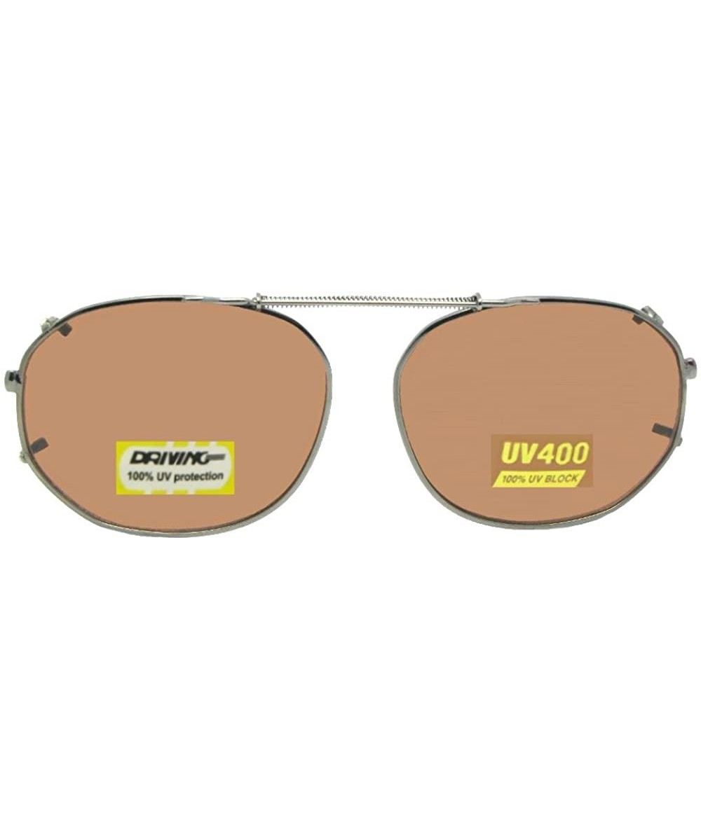 Round Round Square Non Polarized Driving Lens Clip-on - Pewter-non Polarized Amber Lens - CB189RKEKQA $31.94