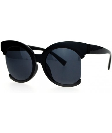 Butterfly Womens Oversize Side Crop Lens Butterfly Round Sunglasses - All Black - CX12EC4A2I5 $20.34