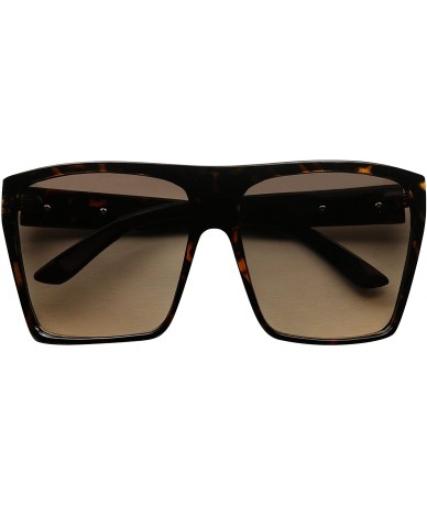 Square Trapezoid Oversize Oceanic Sunglasses - Tortoise Frame- Brown Gradient Lens - CM18GO0YX2Z $23.78