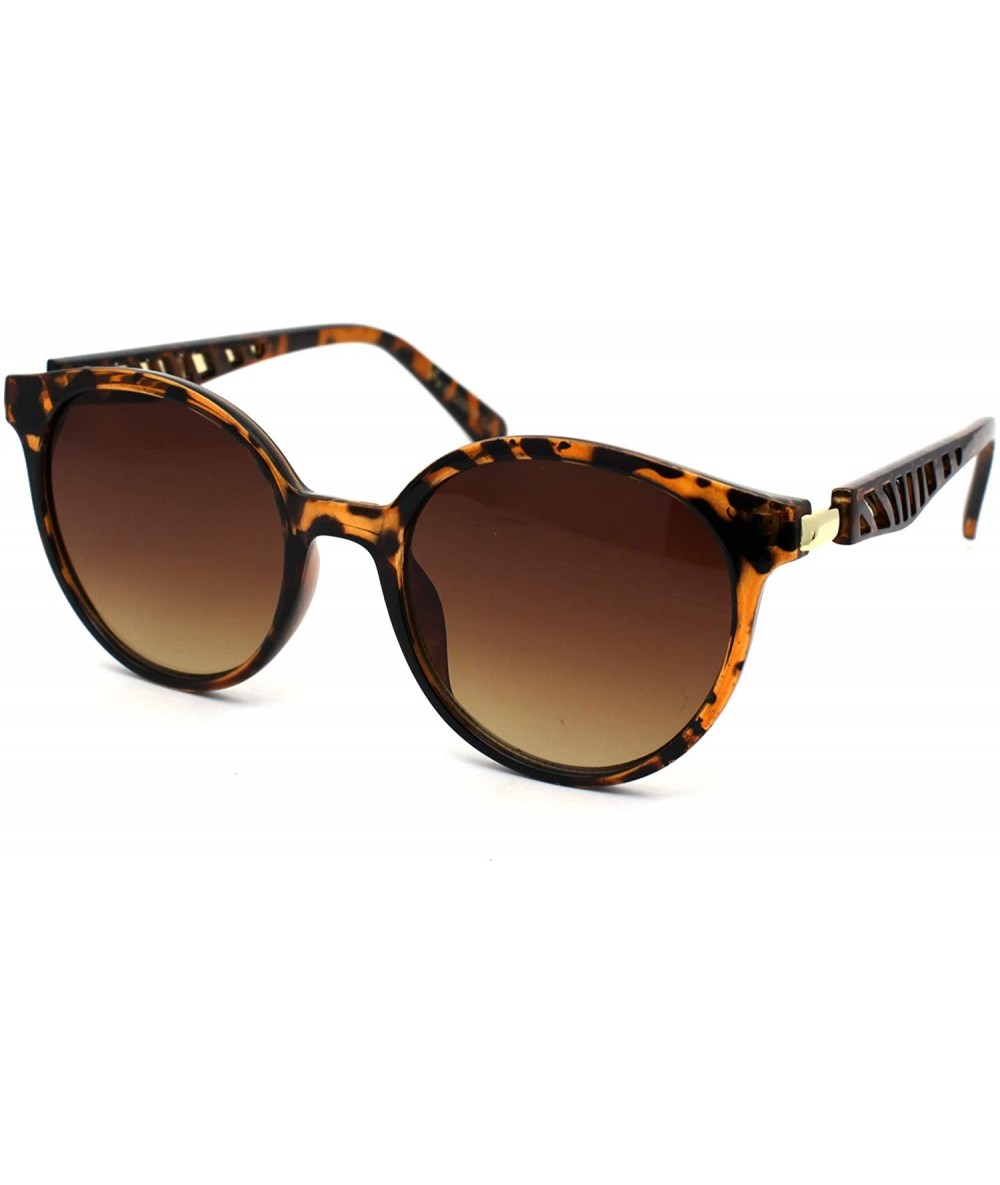 Round Womens Round Plastic Horn Rim Designer Fashion Sunglasses - Tortoise Brown - CJ18WTSG66K $23.00