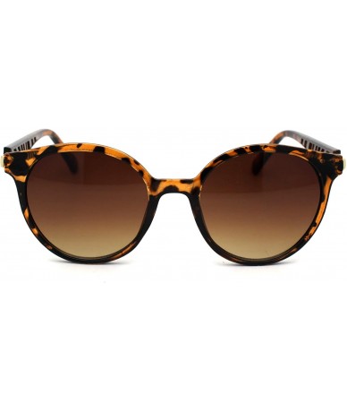 Round Womens Round Plastic Horn Rim Designer Fashion Sunglasses - Tortoise Brown - CJ18WTSG66K $23.00