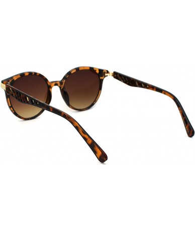 Round Womens Round Plastic Horn Rim Designer Fashion Sunglasses - Tortoise Brown - CJ18WTSG66K $23.00