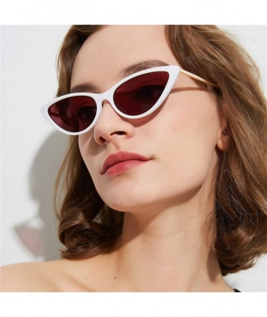 Cat Eye Retro Cat Eye Sunglasses Women Metal Frame Black Leopard Sun Glasses Female Eyewear - White With Red - CS18XQDYU2X $2...