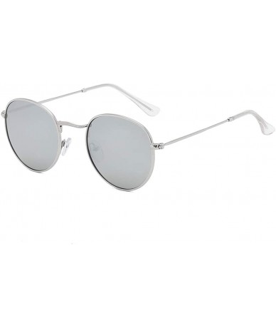 Oversized Small Unisex Classic Vintage Round Mirror Lens Polarized Sunglasses LK1702 3447 - Silver/Silver - C412O5O4QC2 $25.87