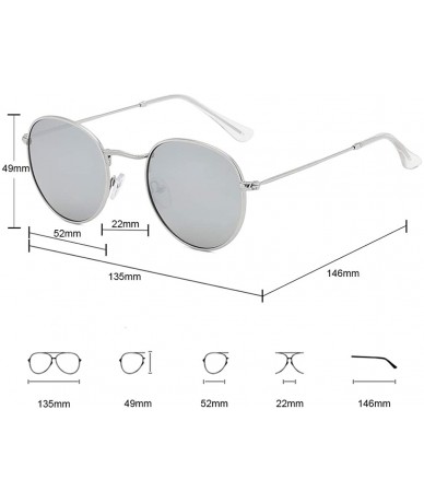 Oversized Small Unisex Classic Vintage Round Mirror Lens Polarized Sunglasses LK1702 3447 - Silver/Silver - C412O5O4QC2 $25.87