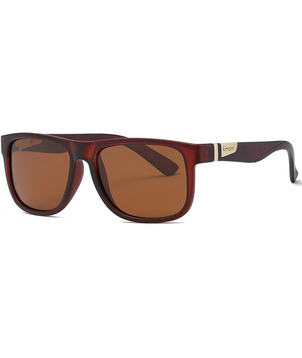 Wayfarer Polarized Sunglasses For Men or Women Square Shape Retro Sun Glasses K0585 - Matte Brown - CZ18004NHS0 $23.60