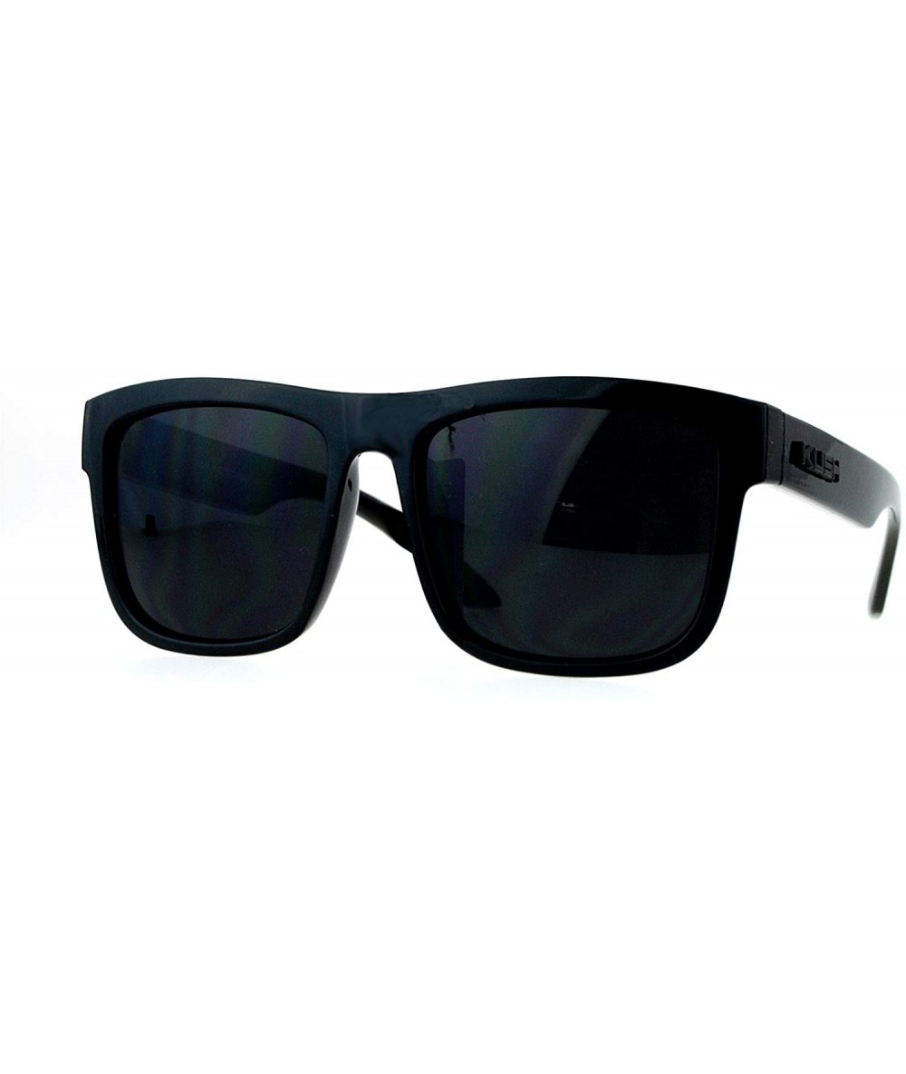 Oversized Mens All Black Gangster Oversize Horn Rim Cholo Sunglasses - Shiny Black 7038 - CP12MX44YB4 $18.48