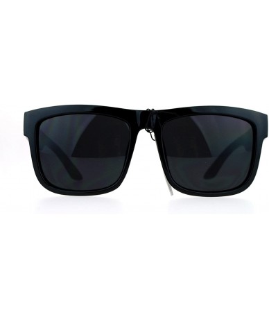 Oversized Mens All Black Gangster Oversize Horn Rim Cholo Sunglasses - Shiny Black 7038 - CP12MX44YB4 $18.48