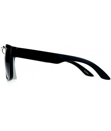 Oversized Mens All Black Gangster Oversize Horn Rim Cholo Sunglasses - Shiny Black 7038 - CP12MX44YB4 $18.48