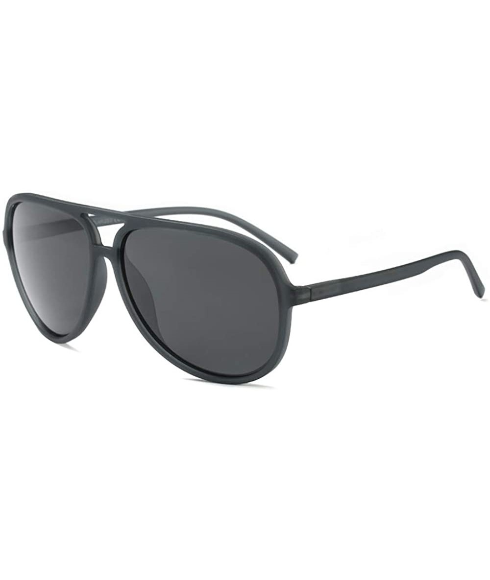 Aviator Polarized Aviator Sunglasses for Men Women Black TR90 Frame Ultralight Sunshades - Matte Grey - CC18NA2K9O8 $33.46