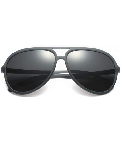 Aviator Polarized Aviator Sunglasses for Men Women Black TR90 Frame Ultralight Sunshades - Matte Grey - CC18NA2K9O8 $33.46