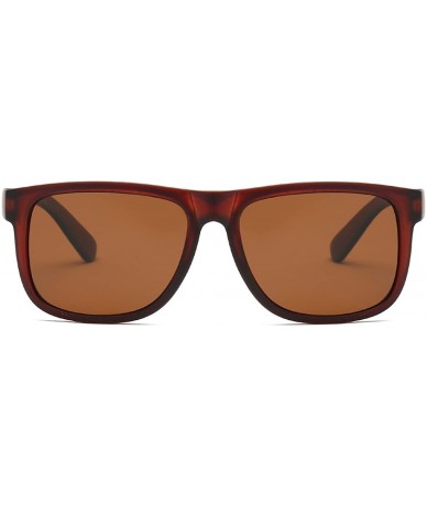 Wayfarer Polarized Sunglasses For Men or Women Square Shape Retro Sun Glasses K0585 - Matte Brown - CZ18004NHS0 $23.60