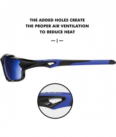 Sport Aero Polarized Sports Sunglasses For Men Women-UV400 Protection - Matte Black-blue - CN19D8L4QSO $39.33