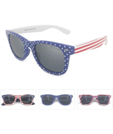 Oval vintage sunglasses for Women＆Men with American flag pattern - Red - CA18AK6L589 $32.18