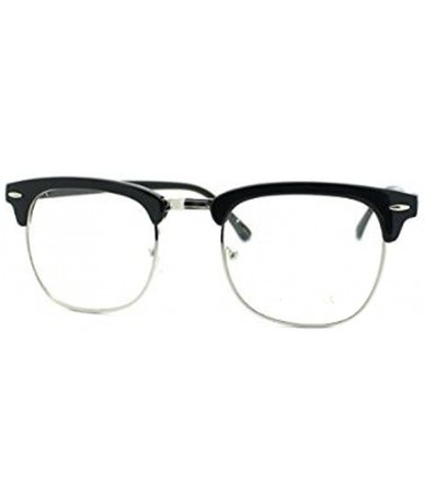 Rimless Vintage Inspired Classic Half Frame Clear Lens Glasses - Black-silver - CO11I7C0QE5 $18.51