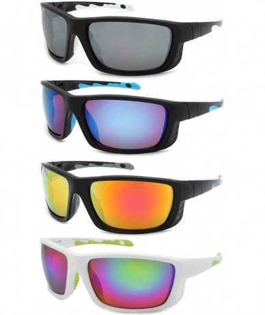 Sport Men's Full Frame Sports Sunglasses with Color Mirrored Lens 570058/REV - Matte Black+white - CM1271CE2X7 $19.70