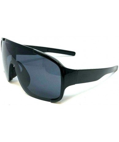 Rimless Poconos Semi Rimless Wrap Around Shield Sunglasses - Solid Black Frame - CL18TYE06OX $19.95