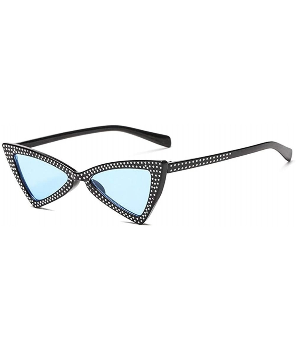 Butterfly Triangle Sunglasses Women Sunshade Rhinestone Butterfly Frame Cat Eye Sun Glasses Female Black Eyewear UV400 - C319...