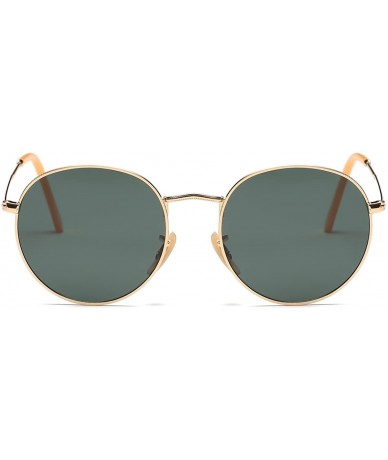 Round Small Unisex Classic Vintage Round Mirror Lens Polarized Sunglasses LK1702 3447 - Gold/Dark Green - C717YA92Z8M $24.09