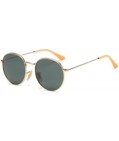 Round Small Unisex Classic Vintage Round Mirror Lens Polarized Sunglasses LK1702 3447 - Gold/Dark Green - C717YA92Z8M $24.09