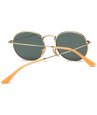 Round Small Unisex Classic Vintage Round Mirror Lens Polarized Sunglasses LK1702 3447 - Gold/Dark Green - C717YA92Z8M $24.09