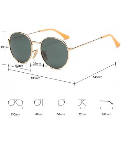 Round Small Unisex Classic Vintage Round Mirror Lens Polarized Sunglasses LK1702 3447 - Gold/Dark Green - C717YA92Z8M $24.09