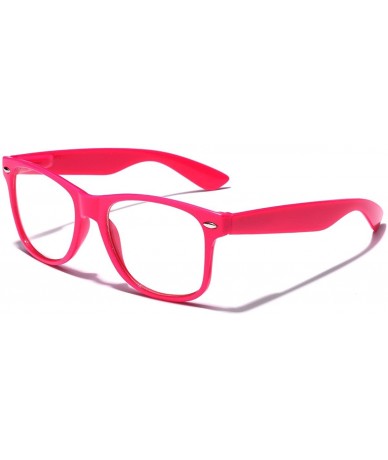 Round Iconic Square Non-Prescription Clear Lens Retro Fashion Nerd Glasses Men Women - Hot Pink - CG12NUGJOXQ $18.07