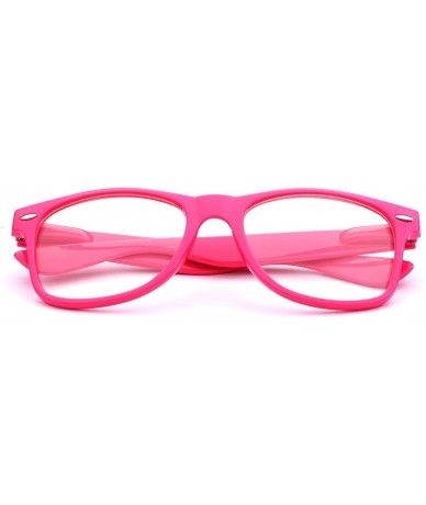 Round Iconic Square Non-Prescription Clear Lens Retro Fashion Nerd Glasses Men Women - Hot Pink - CG12NUGJOXQ $18.07