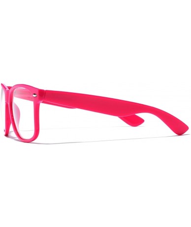 Round Iconic Square Non-Prescription Clear Lens Retro Fashion Nerd Glasses Men Women - Hot Pink - CG12NUGJOXQ $18.07