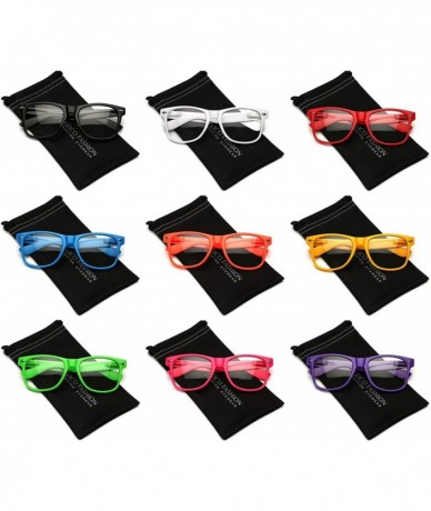 Round Iconic Square Non-Prescription Clear Lens Retro Fashion Nerd Glasses Men Women - Hot Pink - CG12NUGJOXQ $18.07