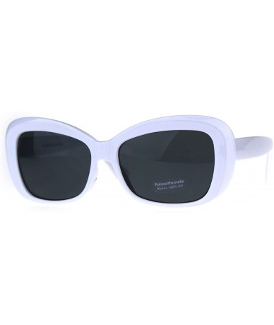 Rectangular Womens Rectangular Mod Thick Plastic 20s Style Retro Sunglasses - White Black - CD189IUU0C0 $18.29