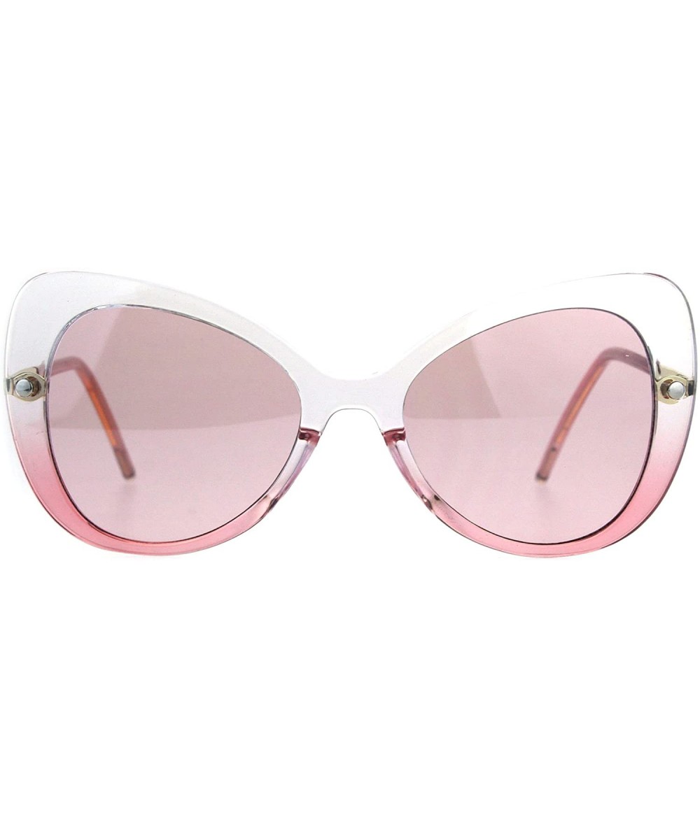 Butterfly Womens Butterfly Cateye Sunglasses Oversized Designer Style UV 400 - Clear Pink (Pink) - CX180K5GSK6 $18.97