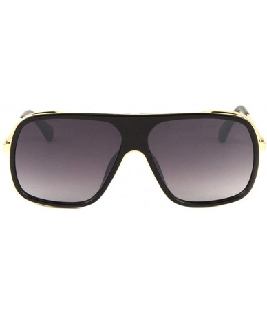 Shield Double Plastic Metal Frame Thin Side Lens Shield Aviator Sunglasses - Smoke Gold - CU199650L8Y $26.63