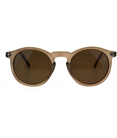 Round Classic Mens Vintage Keyhole Horned Rim Plastic Sunglasses - Brown - C118642RXMZ $20.19