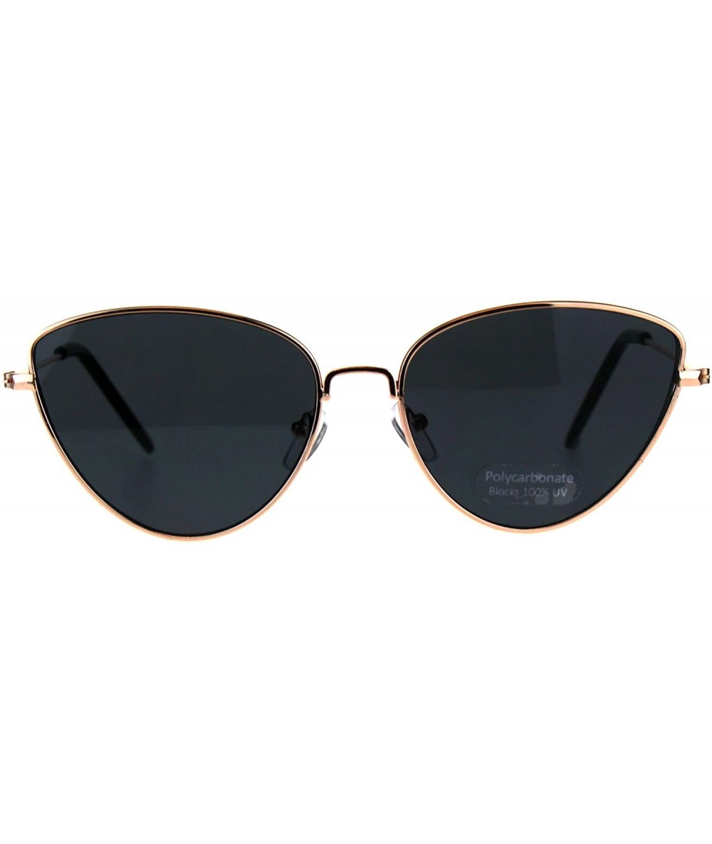 Cat Eye Womens Metal Rim Cat Eye Pop Color Retro Sunglasses - Gold Black - C918D46O35G $23.81