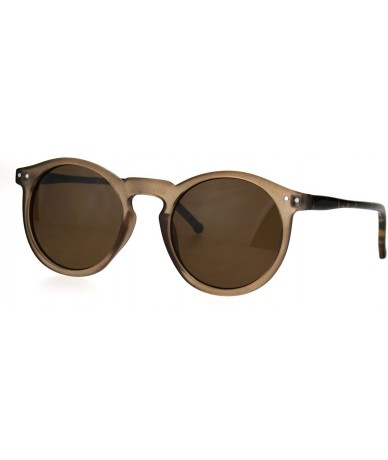 Round Classic Mens Vintage Keyhole Horned Rim Plastic Sunglasses - Brown - C118642RXMZ $20.19