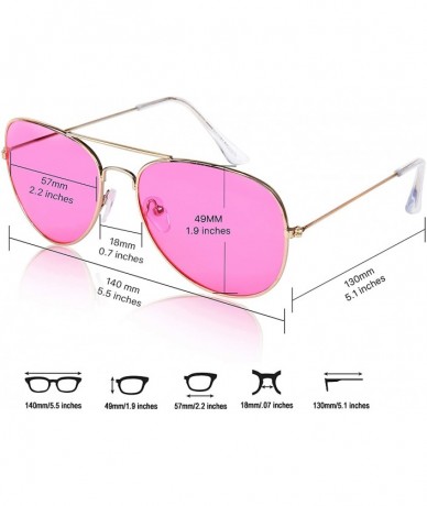 Square Aviator Sunglasses Colored Tinted Lens Glasses Metal UV400 Protection - 1 Pink - CZ18OWYH4UY $20.43