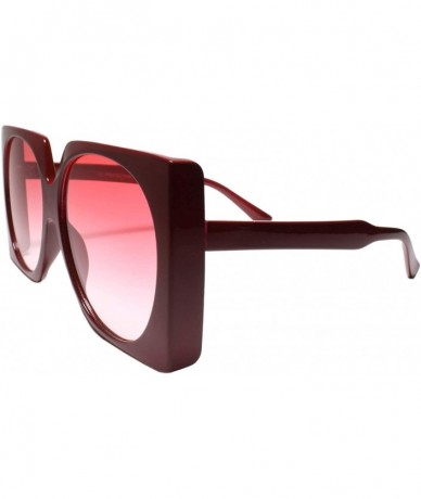 Oversized Oversized Exaggerated Retro Square Round Lens Designer Womens Sunglasses - Red - CB195CSUA59 $24.76