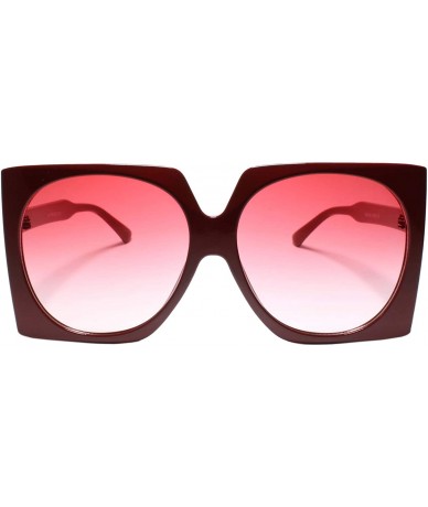 Oversized Oversized Exaggerated Retro Square Round Lens Designer Womens Sunglasses - Red - CB195CSUA59 $24.76