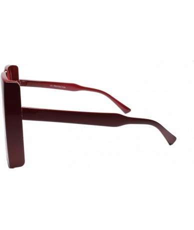 Oversized Oversized Exaggerated Retro Square Round Lens Designer Womens Sunglasses - Red - CB195CSUA59 $24.76