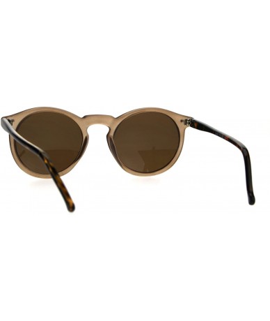 Round Classic Mens Vintage Keyhole Horned Rim Plastic Sunglasses - Brown - C118642RXMZ $20.19