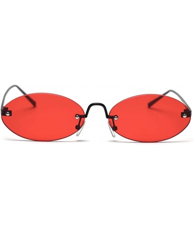 Round Retro Oval Sunglasses Ladies Gift Items Round Rimless Sun Glasses for Men Metal - Black With Red - C318UXQN2YS $21.81